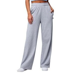 ♥️ NWT Fabletics Year Round Terry Wide Leg Sweatpant Grey Heather Women Size M